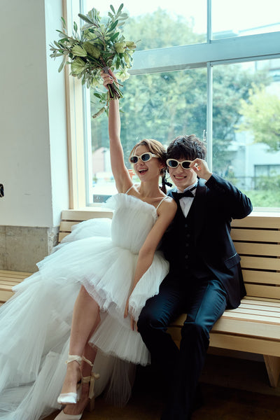 チュール ロングトレーン ミニドレス(W367)