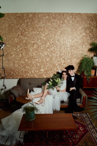 チュール ロングトレーン ミニドレス(W367)