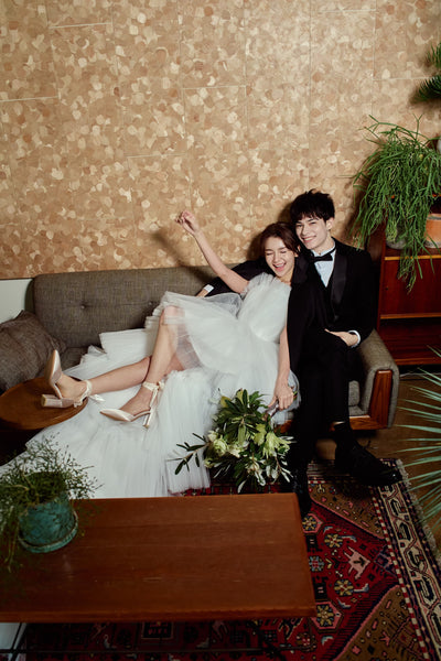 チュール ロングトレーン ミニドレス(W367)