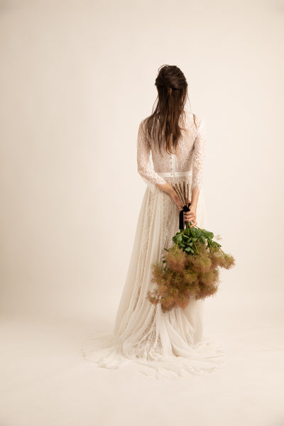 シフォン レース ドッキング ウエディングドレス(W39)