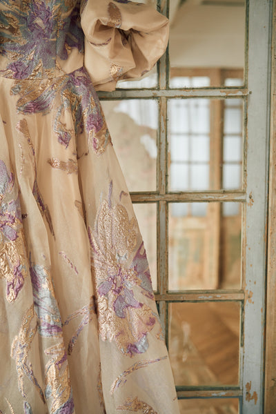 2way 総柄 ジャガード パフスリーブドレス(W299)