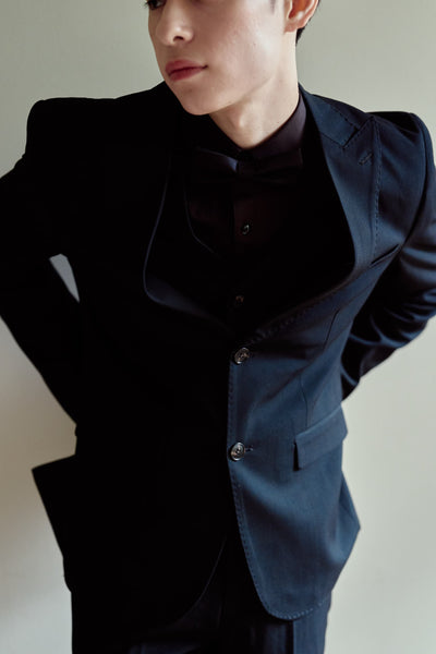 スリーピース メンズスーツ テーラードタキシード ブラック(M21)