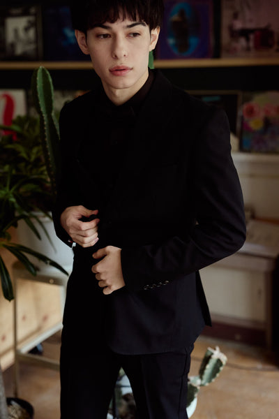 スリーピース メンズスーツ テーラードタキシード ブラック(M21)