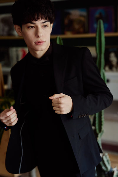 スリーピース メンズスーツ テーラードタキシード ブラック(M21)