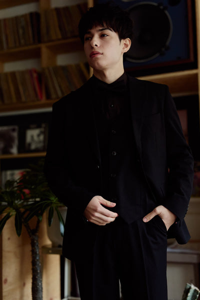 スリーピース メンズスーツ テーラードタキシード ブラック(M21)