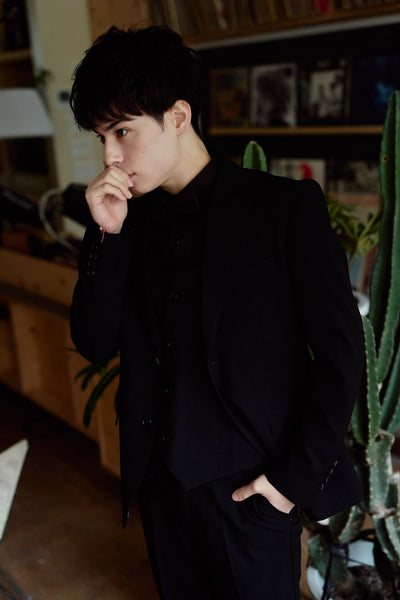 スリーピース メンズスーツ テーラードタキシード ブラック(M21)