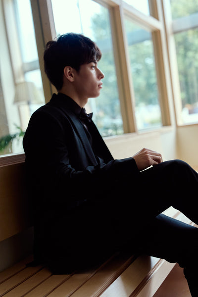 スリーピース メンズスーツ テーラードタキシード ブラック(M21)