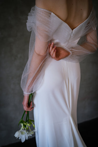 オフショルダー ロングスリーブ ソフトマーメイドドレス(W244)