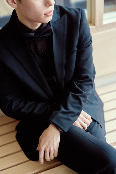 スリーピース メンズスーツ テーラードタキシード ブラック(M21)