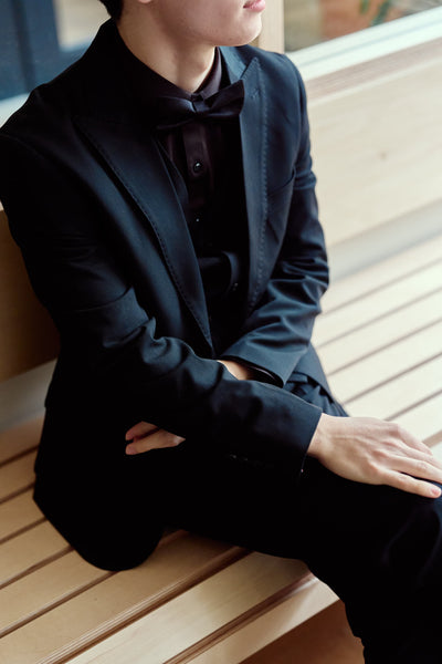 スリーピース メンズスーツ テーラードタキシード ブラック(M21)