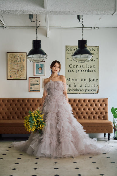 グレーパープル フリル ドレス(N01)