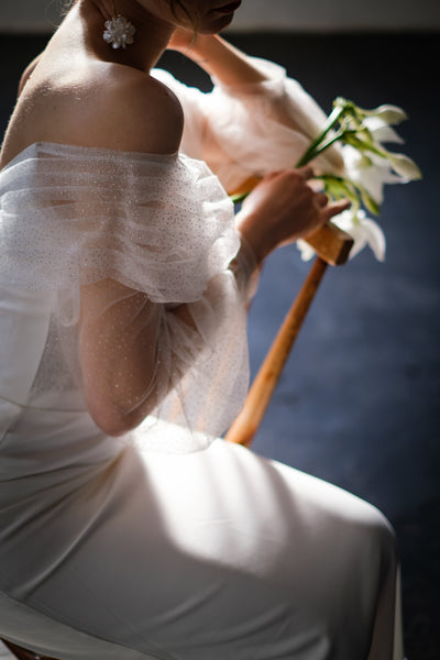 オフショルダー ロングスリーブ ソフトマーメイドドレス(W244)