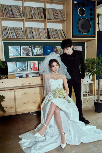 ハートカット サテン ミニドレス(W363)