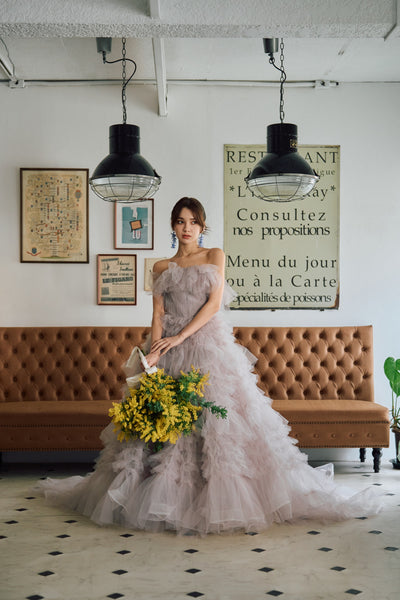 グレーパープル フリル ドレス(N01)