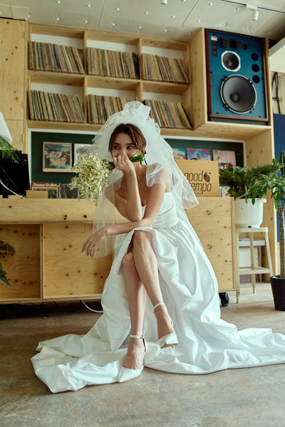 ハートカット サテン ミニドレス(W363)