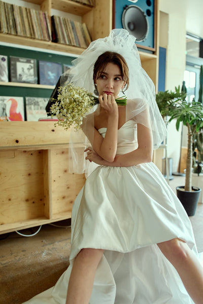 ハートカット サテン ミニドレス(W363)