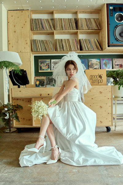 ハートカット サテン ミニドレス(W363)