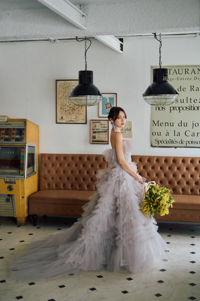 グレーパープル フリル ドレス(N01)