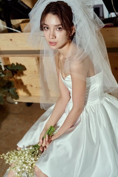 ハートカット サテン ミニドレス(W363)