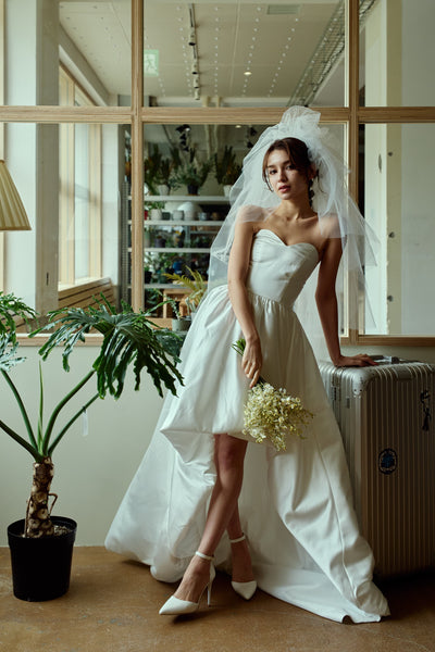 ハートカット サテン ミニドレス(W363)