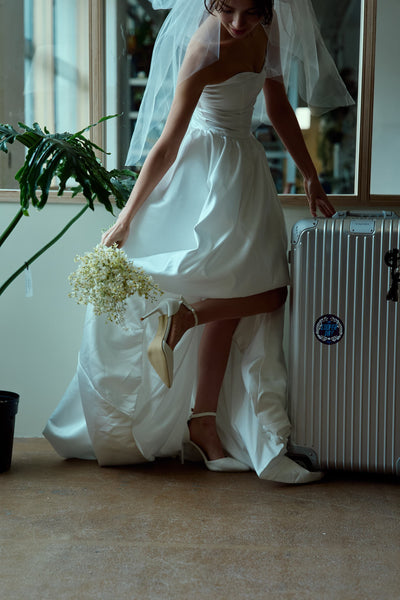 ハートカット サテン ミニドレス(W363)