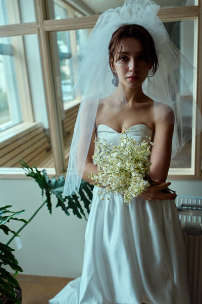 ハートカット サテン ミニドレス(W363)