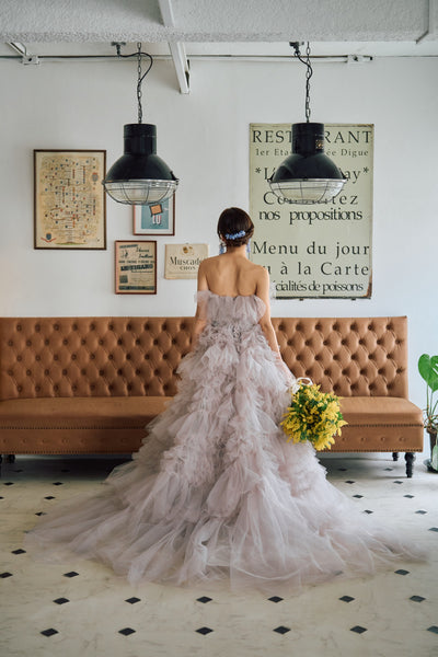 グレーパープル フリル ドレス(N01)