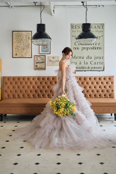 グレーパープル フリル ドレス(N01)