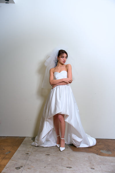 ハートカット サテン ミニドレス(W363)