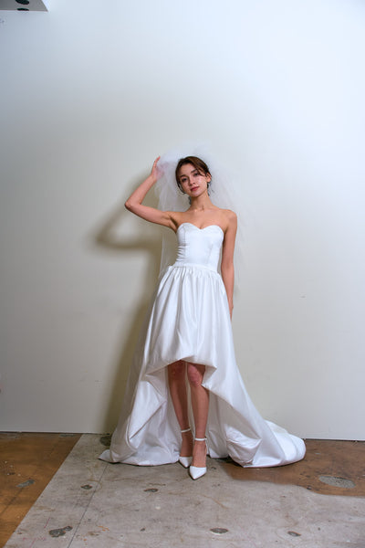 ハートカット サテン ミニドレス(W363)