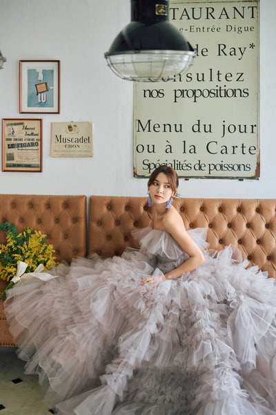 グレーパープル フリル ドレス(N01)