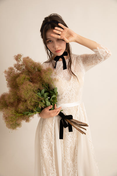 シフォン レース ドッキング ウエディングドレス(W39)