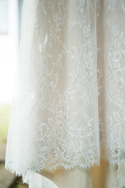 総レース ボートネック 半袖 スレンダードレス(W222)