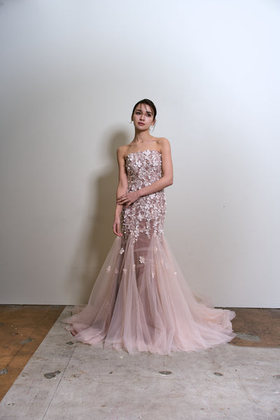 フラワーレース チュール マーメイドドレス(W360)