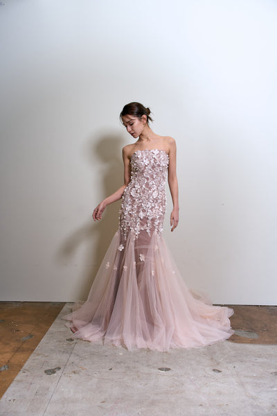 フラワーレース チュール マーメイドドレス(W360)