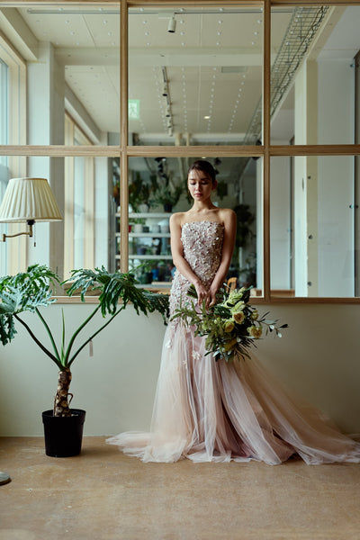 フラワーレース チュール マーメイドドレス(W360)