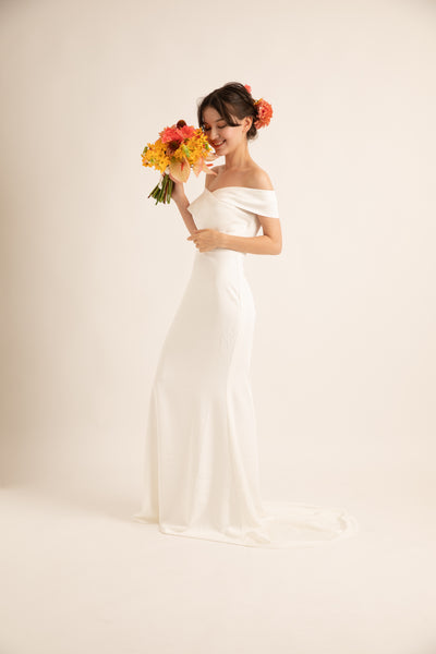 オフショルダー ソフトマーメイドドレス(W188)