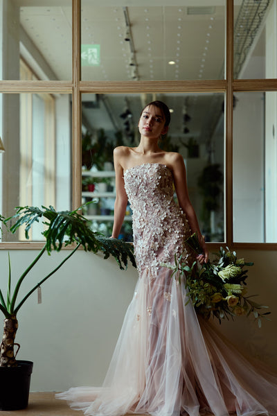 フラワーレース チュール マーメイドドレス(W360)