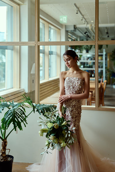 フラワーレース チュール マーメイドドレス(W360)