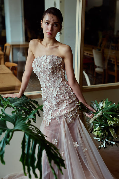 フラワーレース チュール マーメイドドレス(W360)