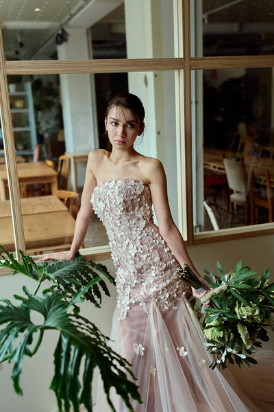 フラワーレース チュール マーメイドドレス(W360)