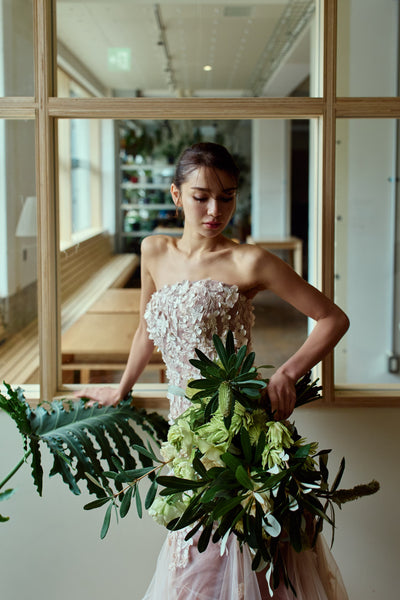 フラワーレース チュール マーメイドドレス(W360)