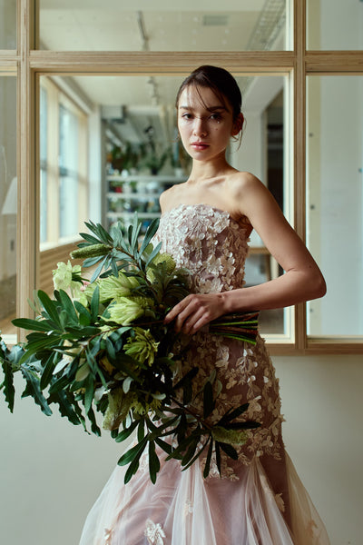 フラワーレース チュール マーメイドドレス(W360)