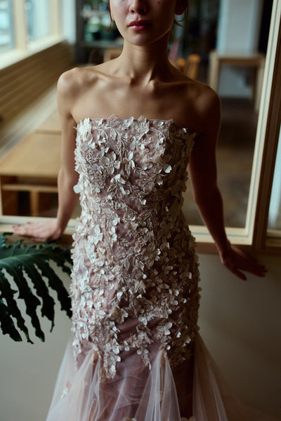 フラワーレース チュール マーメイドドレス(W360)