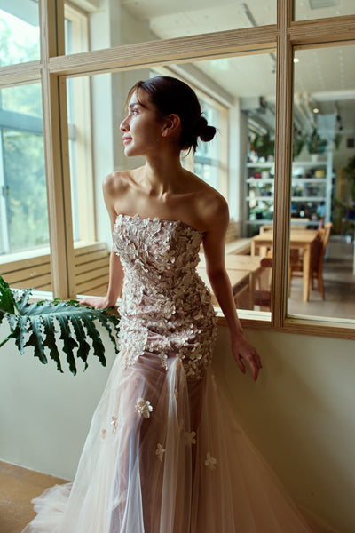 フラワーレース チュール マーメイドドレス(W360)