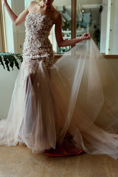 フラワーレース チュール マーメイドドレス(W360)