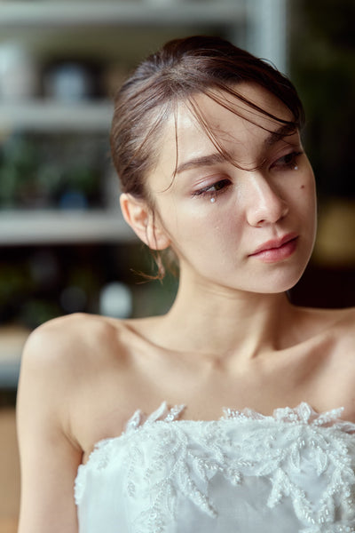 ミカド風サテン 刺繍 Aラインドレス(W353)