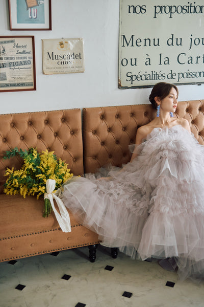 グレーパープル フリル ドレス(N01)