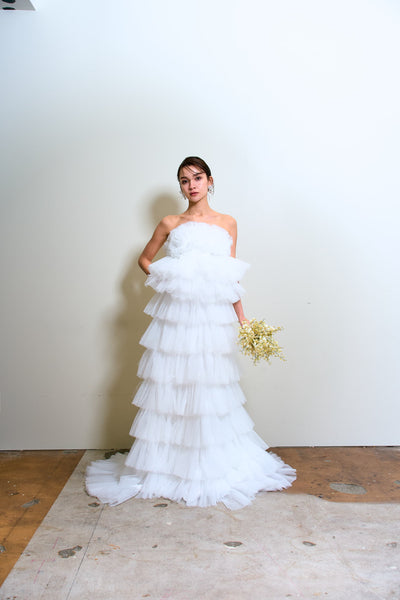 フリル チュール ティアードドレス(W359)