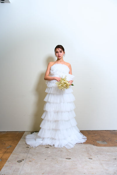 フリル チュール ティアードドレス(W359)